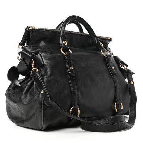 miu miu vitello lux bow bag black|Bags .